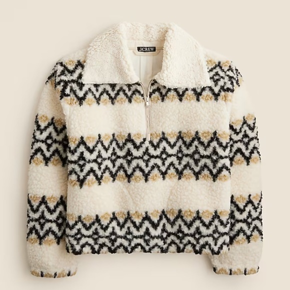 Jcrew Jacquard-print sherpa half-zip fleece pullover XS - Picture 1 of 3